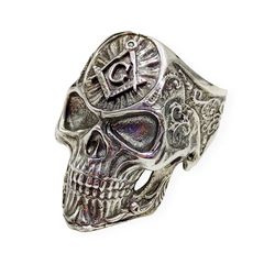 Men's ring Freemason skull, divider and square, code 701360YM, completely 925 sterling silver