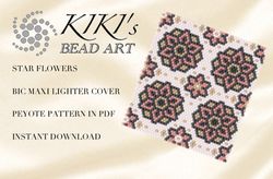 Lighter Cover pattern Peyote Pattern, bead pattern for BIC MAXI LIGHTER COVER Star flowers beading pattern in PDF