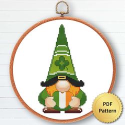 St. Patrick Gnome Cross Stitch Pattern