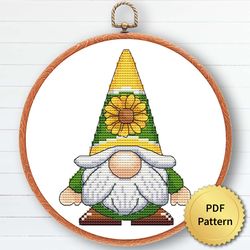 Summer Gnome Cross Stitch Pattern