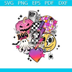 Retro Halloween Rip Boo Smiley Face PNG Sublimation File