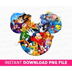 Mouse Head Multi Characters Png, Mouse and Friends Clipart, Collage Mouse Characters, Family Trip, Vacay Mode, Png File