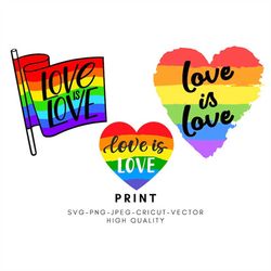 LGBT Flag Love is Love SVG Sticker Print PNG  | Decal | High Quality | Digital File | Download Only | Cricut | Vector| S