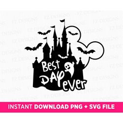 Halloween Best Day Ever Svg, Magical Kingdom Halloween Svg, Spooky Vibes, Boo Svg, Bats, Mouse Ear, Svg File For Cut, In