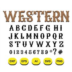 Western Font Svg, Western Font File, Cowboy Font Svg, Letters Cut File, Svg file for Cricut, Make your design, OTF, SVG,