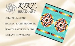 Lighter Cover pattern Peyote Pattern, bead pattern for BIC MAXI LIGHTER COVER Colourful stars beading pattern in PDF