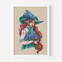 Witch Cross Stitch Pattern PDF Instant Download, Magic Counted Cross Stitch, Fairy Hand Embroidery Pattern, Witchy Decor