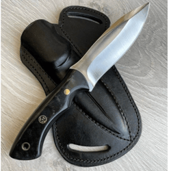 AK CUSTOM HANDMADE D2 STEEL HUNTING KNIFE CAMPING KNIFE WITH MICARTA HANDLE&SHEATH