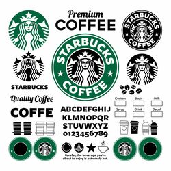 Coffee Svg Bundle Vector File Starbucks Mug Clipart Coffee Lovers Logotype Png Pdf Dxf Eps Letters Font Digital Design