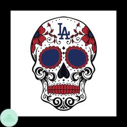 Los Angeles Dodgers Dia De Los Muertos Skull Svg, Los Angeles Dodgers Digital
