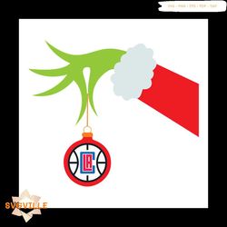 Los Angeles Clippers Grinch Hand Holding Christmas Svg, Grinch Christmas Svg Design Download
