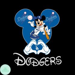 Disney Mickey Mouse Loves Los Angeles Dodgers Heart Svg, Los Angeles Dodgers Digital