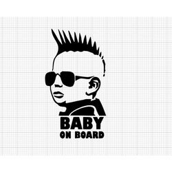 baby on board svg, punk baby svg, punk baby on board svg, mohawk svg, baby mohawk svg, cool svg, cool baby svg, baby sho
