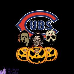 Chicago Cubs Halloween Horror Movie Pumpkin Svg, Jason Voorhees And Freddy Krueger Svg, Halloween svg, Halloween png