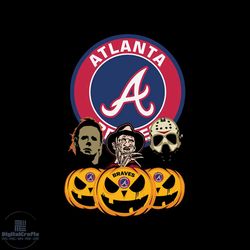 Atlanta Braves Halloween Horror Movie Pumpkin Svg, Jason Voorhees And Freddy Krueger Svg, Halloween svg, Halloween png
