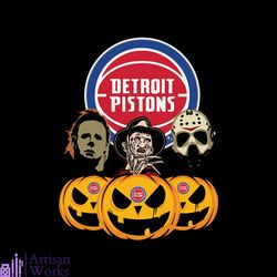 Halloween Horror Movie Pumpkin Svg, Jason Voorhees And Freddy Krueger Svg Detroit Pistons