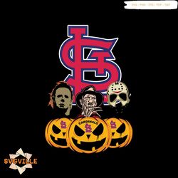 St. Louis Cardinals Halloween Horror Movie Pumpkin Svg, Jason Voorhees And Freddy Krueger Svg, Halloween svg, Halloween