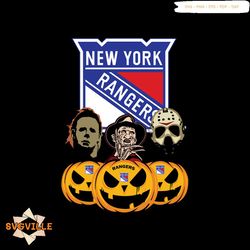 New York Rangers Halloween Horror Movie Pumpkin Svg, Jason Voorhees And Freddy Krueger Svg, Halloween svg, Halloween png