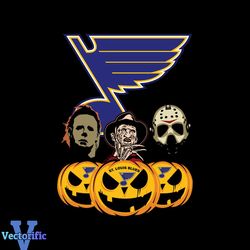 St. Louis Blues Halloween Horror Movie Pumpkin Svg, Jason Voorhees And Freddy Krueger Svg, Halloween svg, Halloween png