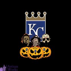 Kansas City Royals Halloween Horror Movie Pumpkin Svg, Jason Voorhees And Freddy Krueger Svg, Halloween svg, Halloween p