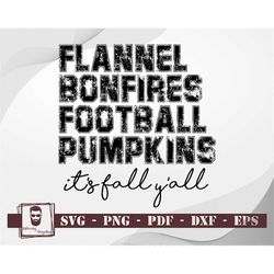 flannel bonfires football pumpkins it's fall yall svg, football shirt svg, bonfires svg, fall svg, silhouette cut files,