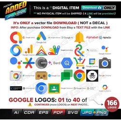 166 Google Logos Vectors ai, cdr, eps, pdf, svg and also jpg, png - Instant Download -- 1,167 Files TOTAL (9 Folders)