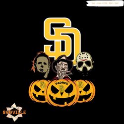 San Diego Padres Halloween Horror Movie Pumpkin Svg, Jason Voorhees And Freddy Krueger Svg, Halloween svg, Halloween png
