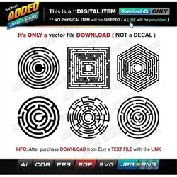 6 Maze Vectors ai, cdr, eps, pdf, svg and also jpg, png - Instant Download -- 46 Files TOTAL (9 Folders)