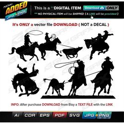 4 Cowboy Rodeo Vectors ai, cdr, eps, pdf, svg and also jpg, png - Instant Download -- 33 Files TOTAL (9 Folders)