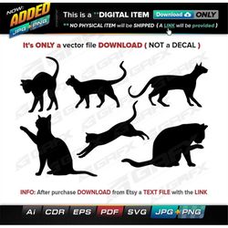 6 Cats Vectors ai, cdr, eps, pdf, svg and also jpg, png - Instant Download -- 47 Files TOTAL (9 Folders)