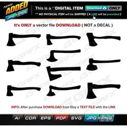 10 Axes Vectors ai, cdr, eps, pdf, svg and also jpg, png - Instant Download -- 75 Files TOTAL (9 Folders)