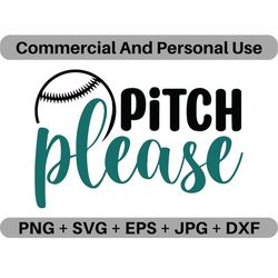 Pitch Please SVG Vector Quote Digital Download, PNG Baseball Homerun Logo Design File, JPG Sports Clipart Printable Icon