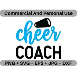 Cheers Coach SVG Vector Quote Digital Download, PNG Futbol Logo Design File, JPEG Sports Ball Clipart Printable Icon Ima
