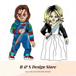 horror couple, child's play, dolls, horror, svg, png.