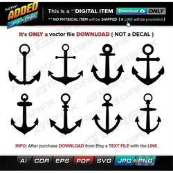 8 Boat Anchors Vectors ai, cdr, eps, pdf, svg and also jpg, png - Instant Download -- 61 Files TOTAL (9 Folders)