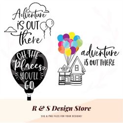 up, quotes, flying house, balloons , film, svg, png.