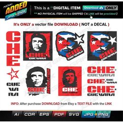 9 Che Guevara Vectors ai, cdr, eps, pdf, svg and also jpg, png - Instant Download -- 68 Files TOTAL (9 Folders)