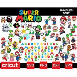 Super Mario SVG, Mario Svg Files For Cricut, Mario Font SVG, Mario PNG, Digital Download,