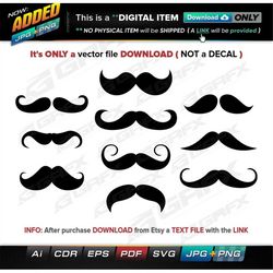 10 Moustaches Vectors ai, cdr, eps, pdf, svg and also jpg, png - Instant Download -- 75 Files TOTAL (9 Folders)
