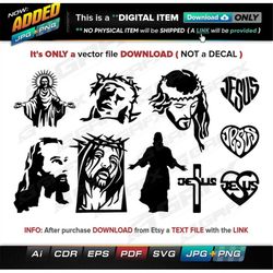 10 Jesus Christ Vectors ai, cdr, eps, pdf, svg and also jpg, png - Instant Download -- 75 Files TOTAL (9 Folders)
