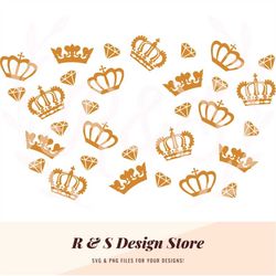 cup wrap, crowns, king, queen, tumbler wrap, svg, png.