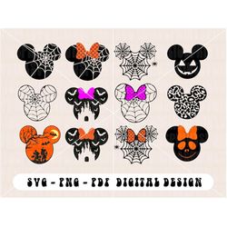 Halloween SVG Bundle, Mouse Head SVG, Halloween Sublimation svg, Halloween Cartoon svg, Mickeyy Halloween svg, Minniee H
