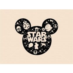 Star Wars svg, Starwars Characters, Mickey Head, SVG, Digital Download