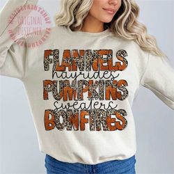 Flannels Hayrides Pumpkins Vintage PNG, Fall png, Fall Sublimation, Retro png, Leopard Print, Autumn, October, Sublimati