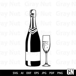 champagne bottle svg, alcohol svg files for cricut, wine dxf cut file, celebration vector, eps, png, ipg, party, holiday