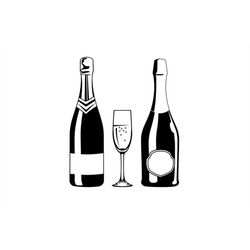Champagne Bottle Svg, Alcohol Svg Files For Cricut, Wine Dxf Cut File, Celebration Vector, Eps, Png, Ipg, Party, Holiday