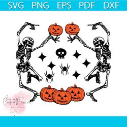 Vintage Dancing Skeletons SVG Halloween Pumpkin SVG File