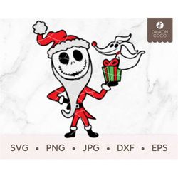 Jack Skellington Christmas SVG, Jack Skellington Santa SVG, Nightmare Before Christmas SVG, png jpg dxf eps Cricut Silho