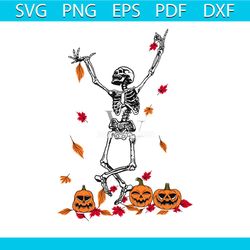 Retro Happy Fall Dancing Skeleton SVG Graphic Design File