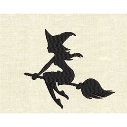 Machine embroidery designs flying witch silhouette Halloween